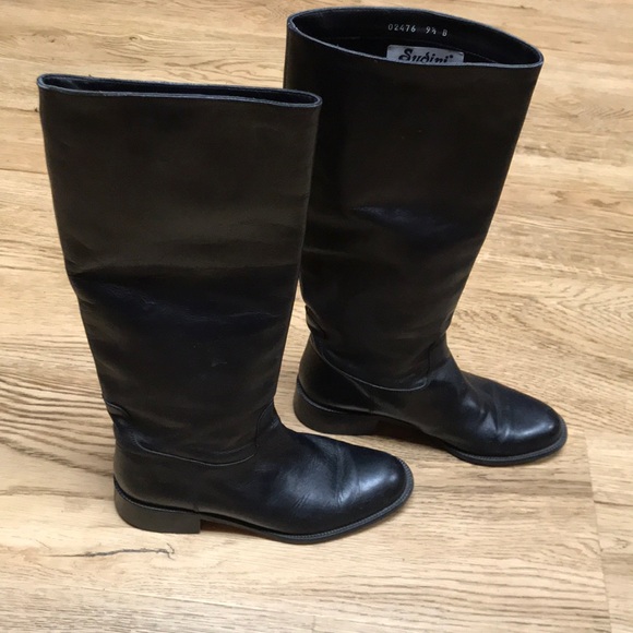 Sudini Shoes - Sudini Italy Black Leather Riding Boots Size 9.5